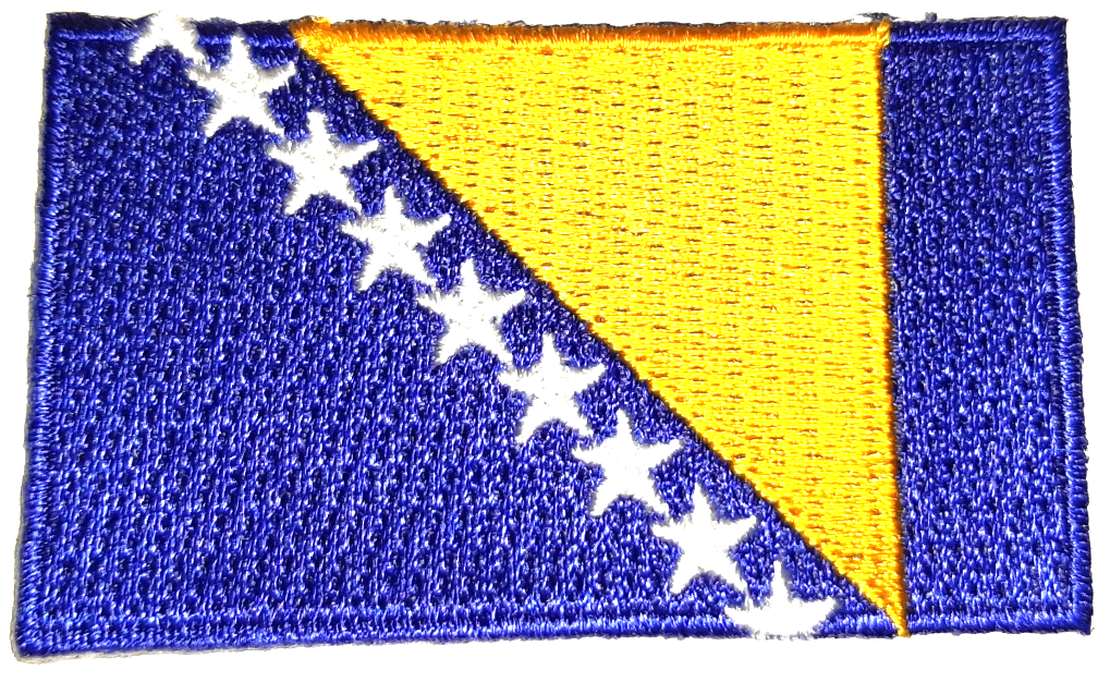 BOSNIEN-HERCEGOVINA TYGMÄRKE 65x38mm