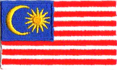 MALAYSIA TYGMÄRKE 65x38mm